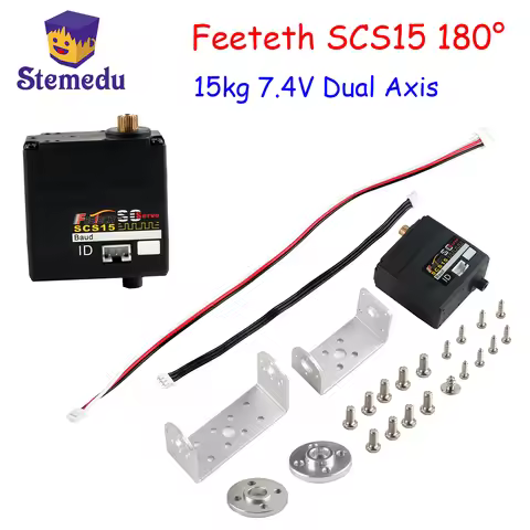 FEETECH 15KG SCS15 Dual Axis Serial Servo Motor 7.4V 180° Angle Controllable Motor With Bracket DIY 