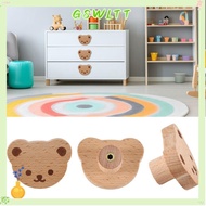 GSWLTT Drawer Knob, Bear Shape with Screw Cupboard Knob, Cute Wooden Single Hole Design Cabinet Knob Furniture Accessories