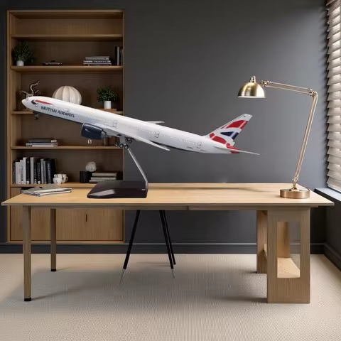 47cm Aircraft Diecast 777 British Airways Model Airplane With Light And Wheel Resin Scale Model Toys