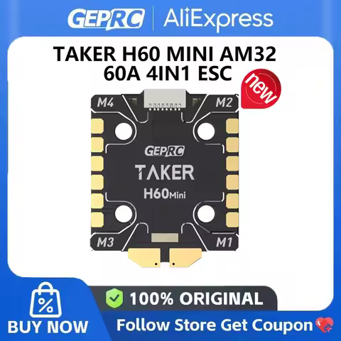 GEPRC NEW TAKER H743 MINI 32Bit 60A STACK H743 MINI Flight Controller H60 MINI AM32 60A 4IN1 ESC for