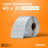 Sticker Label 40 x 20 Silver Matte Pet Mate Sticker 1 Line Contents 1000 Pcs Codeshop 40x20 mm