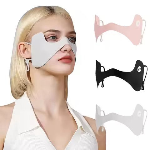 1Pc Summer Ice Silk Mask Sunscreen Face Scarf Solid Color Sunscreen Eye Patches UV Protection Sunscr