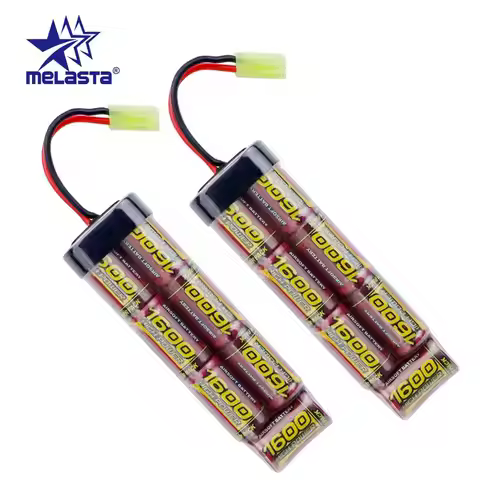 Melasta 2PCS 7S 2/3A 8.4V 1600mAh NiMH Flat Battery Pack with Mini Tamiya Connector for Airsoft Guns