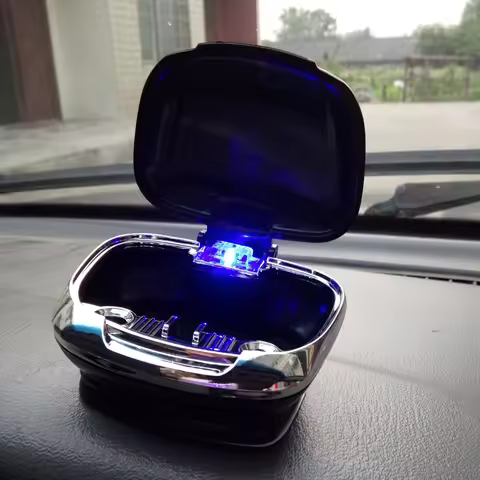 Portable Auto Car Truck LED Cigarette Smoke car Ashtray Cigarette Lighter Blue LED Light Smokeless A