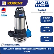 HCP AUTO F-SERIES SUBMERSIBLE WATER PUMP [ 2".0.5HP.180L/MIN.10M/HEAD ]  F-05AF
