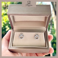 ต่างหูเพชรโมอีสมินิมอล รูปทรงหูกระต่าย ตัวเรือนเงิน92.5%(D3002)