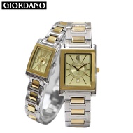 Giordano  Curvex Rectangle  Vintage Slim Quartz Couple Watch (All-Stainless Steel) G3240
