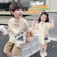 New Chinese Style Chinese Style Brother Sister Outfit Handsome Shorts Set Panda Top Shorts Chinese S