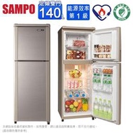 【SAMPO 聲寶】140公升 一級能效 定頻雙門冰箱 晶鑽金(SR-C14Q) - 含基本安裝