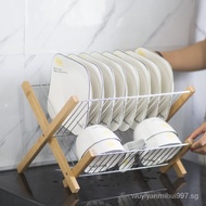 （In stock）Kitchen Draining Dish Rack Plate Dishes-Word Stainless Steel Drying Rack Bowl Rack Household Japanese Dish Rack