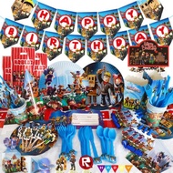 亞馬遜新款生日派對用品虛擬世界ROBLOX游戲派對裝飾拉旗插旗用品