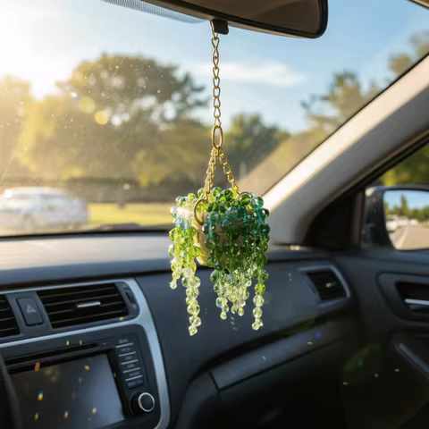 Pendant Sun-Kissed Succulent Car Charm Multi-Beaded Warm Beaded Car Charm Sunny Car Pendant Accessor