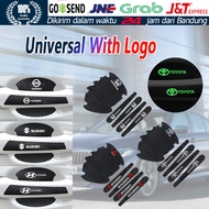 8Pc/set Stiker Reflektor Pintu Mobil Sticker Anti Gores Gagang Carbon Pelindung Gagang Handle Pintu