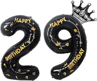 40 Inch Black Foil Balloon Number 29,Crown 29th Birthday Party Decorative Balloons,Number Large Numb