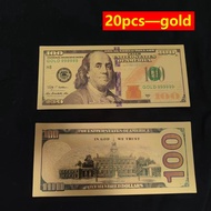 20/50/100Pcs USD 100 Dollars 24K Gold Foil Golden USD 100 Dollar Fake Bills Paper Money Banknotes Cr
