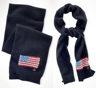 大降價全新 LAUREN Ralph Lauren 經典 logo 美國國旗混美利諾羊毛圍巾，生日情人節送禮，免運費！