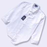 Kemeja Polos Pria Wanita Lengan Panjang Warna Denim Soft Blue Hitam Sage Coksu Coklat Susu Abu-abu A