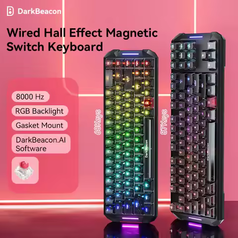 DarkBeacon 65% 80% Compact Magnetic PC Office Keyboard 68 Keys 87 Keys Wired USB Gaming Keyboard wit