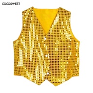COCO  Costume Vest Glitter Unisex Colorful Kids Sleeveless Sequin Vest for Party