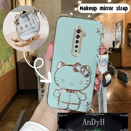 AnDyH Long Lanyard Casing For OPPO Reno 2F reno2 F reno 2 F reno 2 phone case Hello Kitty Makeup Mirror Stand