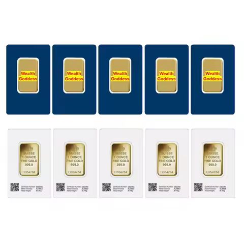 1~20pcs Non-magnetic Suisse 1oz Gold Bar Suisse Gold Bullion Sealed Packing with Different Serial Nu