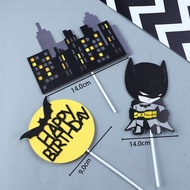 [3 in 1] set topper cake KUA tart ulang tahun Batman castle happy birthday