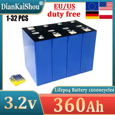 1-32pcs 12000 cycles 3.2V 360Ah LiFePO4 Rechargeable Lithium Iron Phosphate Battery Cell for DIY 12V