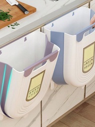1只掛式廚房垃圾桶,可摺疊門,家用,適用於垃圾分類和放置,可用作浴室馬桶的紙筒,是家庭專用儲物容器