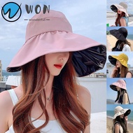 WON Bucket Hat Women Empty Top UV Protection Panama Hat Foldable Sunshade Hat