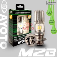 lampu motor depan ayoto led m2b h6 ac &amp; dc motor matic/bebek / m2b pro - putih kuning