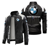 BMW Motorcycle Logo Leather Jacket Printed pu Jacket Men Racing Jersey Cycling Stand Collar PU Jacke