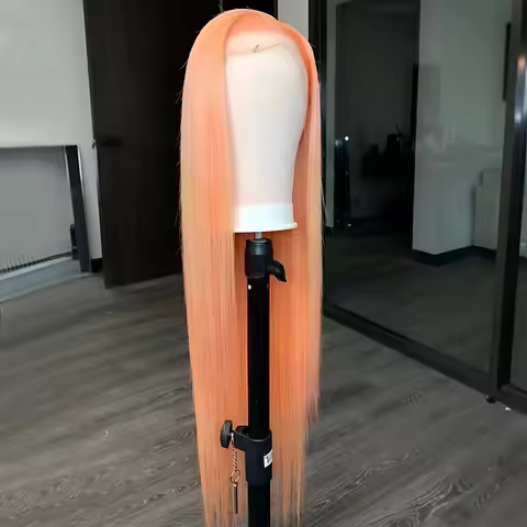 Light Orange 13X4 Lace Front Wig Long Straight Hair Natural Hairline Glueless Wigs For Women Daily W