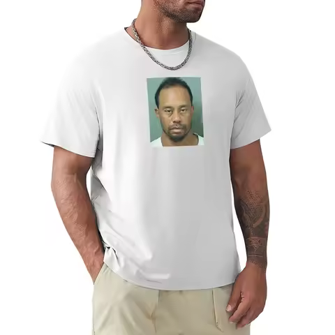 Tiger Woods Mugshot T-Shirt Oversized Custom T Shirt Graphic T Shirt Vintage Mens Vintage T Shirts
