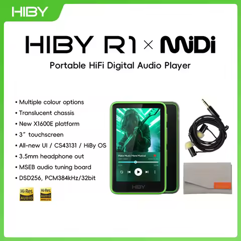 HiBy R1 MiDi HiFi Audio Music Player MP3 USB DAC WiFi Bluetooth 5.1 DSD256 PCM384kHz/32bit X1600E CS