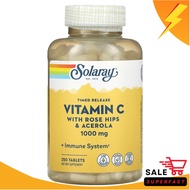 วิตามินซี Timed Release, Solaray, Vitamin C with Rose Hips &amp; Acerola, 1000 mg 100-250 แคปซูล/เม็ด
