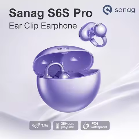 Sanag S6S Pro FreeClip Open Ear Earphone Ear Clip 3D Stereo Sound Bluetooth 5.3 36H Playtime OWS Spo