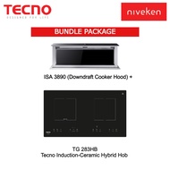 (HOOD + HOB) Tecno ISA 3890 Downdraft Cooker Hood + Tecno TG 283HB Induction-Ceramic Hybrid Hob