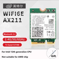 Intel AX211การ์ดเครือข่ายไร้สายโมดูล5374M Tri Band Wifi6E บลูทูธ5.3 Gigabit การ์ดเครือข่าย