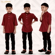 El Jannah Kurta Budak Lelaki Trending Isaac Raya Boy Plain Maroon