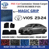 Toyota Vios 2023-2024 Carpet 16MM magic grip carpet Car Kereta Karpet Kapet Specialist Capet