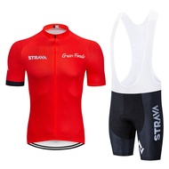 STRAVA Bike Jersey Short Set Red Dry Fast Breathable Cycling Jersey Set MTB Road Bike Clothing