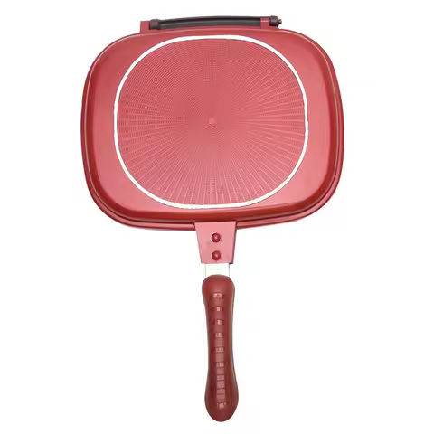 Square Double Sided Frying Pan, Kitchen Non-Stick Baking Pancake Pan Omelette Trays,Indoor/Outdoor C