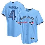 Men's Most London Bluebirds TORONTO BLUE JAYS No. 4 SPRINGER Embroidered Cardigan Baseball Uniform J
