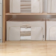 日本霜山 三面開口折疊式衣物收納箱(附透窗)-100L-3入