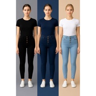 Prempuan High Quality 4 Batton Skinny West kain Stretchable & Supar Quality Size[ 26-36]