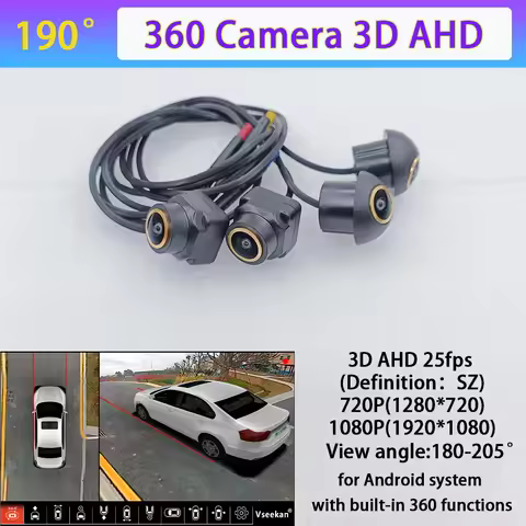 360° Panoramic Car Camera System 4K HD AHD 1080P Bird View Surround View Parking Backup Cameras for 