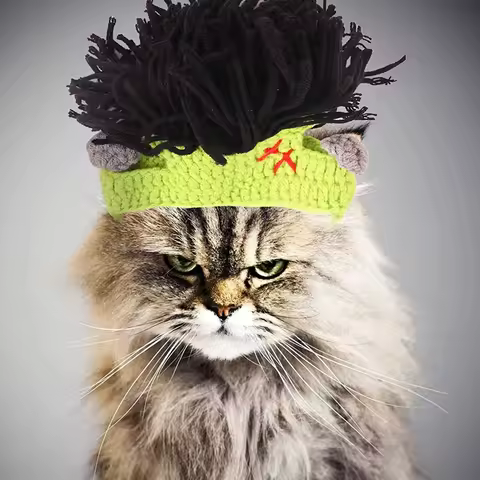 Fashion Punk Pet Dog Hat Funny Rap Rock Knitting Ball Winter Warm Woolen Pet Hats for Small Cats Sph