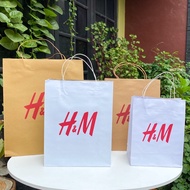 H&M Mall Paper Bag Brown and White Medium size Gift Paper Bag Paperbag Totebag Packing Wholesale
