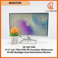 HP 22F FHD 21.5' INCH 75HZ FHD IPS W-LED BACKLIGHT FRAMELESS WIDESCREEN USED REFURBISHED MONITOR