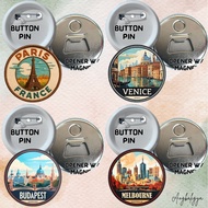 Angbaligya FRANCE, HUNGARY, ITALY Badge / Button Pin Opener with magnet